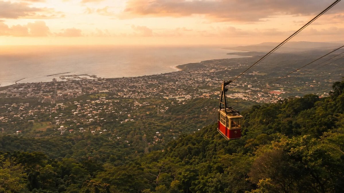 Cable car above Puerto Plata on the Dominican north coast